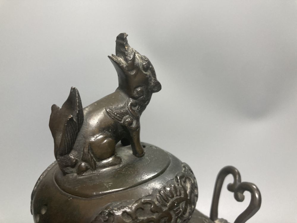 A Japanese ivory box and cover and a bronze koro and cover